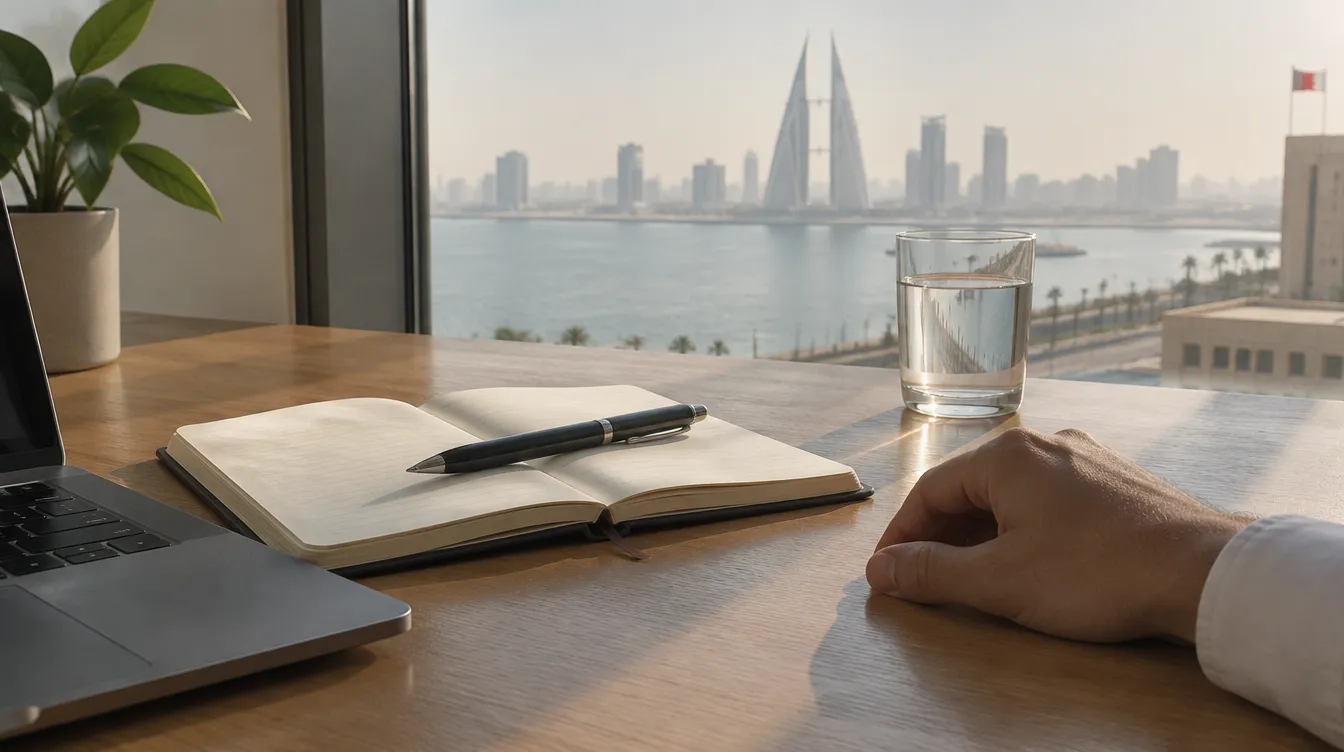 An open notebook and a pen on a table